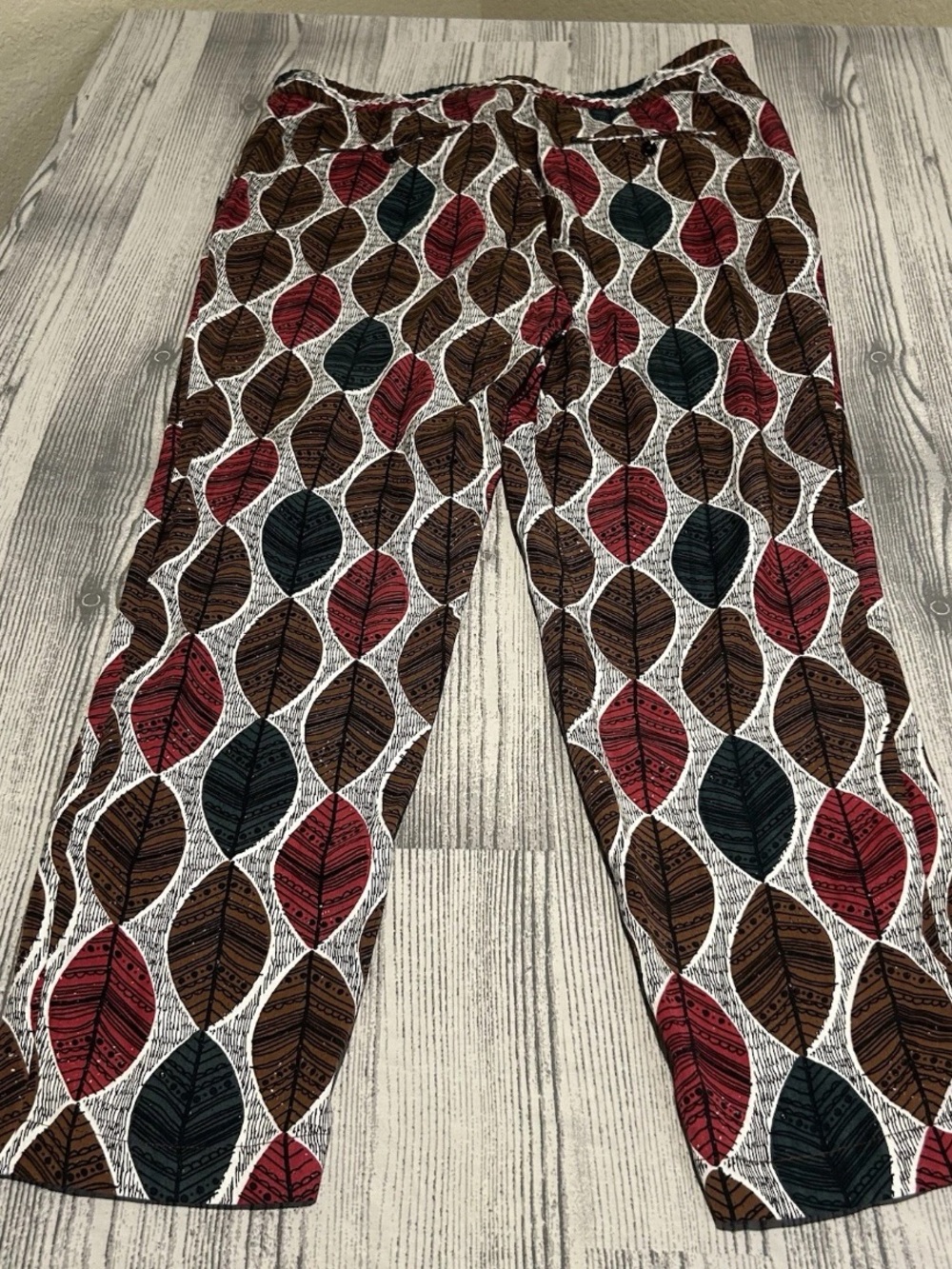 Zara Men Pants - Brown, Red, Navy Leaf Print- New with Tags